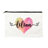 Personalized Love Heart Makeup Bag Monogram Pouch Gift