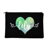 Personalized Love Heart Makeup Bag Monogram Pouch Gift