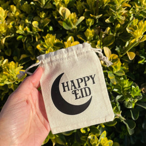 Eid Mubarak Drawstring Pouch Fabric Bag Kids Money Pouch 10x14cm