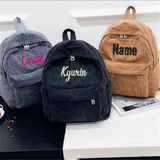Personalized Embroidered Corduroy Travel Bag Student Backpack