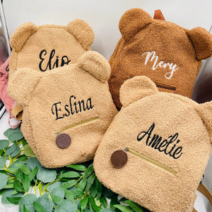 Personalized Embroidered Toddler Backpack Lightweight Plush Bear Bag