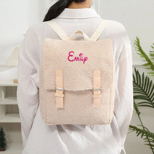 Embroidered Lambs Fleece Backpack for Women