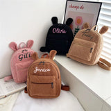 Personalized Embroidery Toddler Backpack Pink Plush Bear Bag