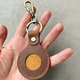 Engrave Leather Keychain Wallet with Airtag Slot Airtag Keychain