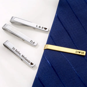 Custom Engraved Stainless Steel Tie Clip for Men - Personalized Wedding Gift