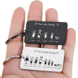 Family Keychain Engraved Parents Children Gift Keyring