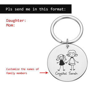 Family Keychain Engraved Parents Children Gift Keyring