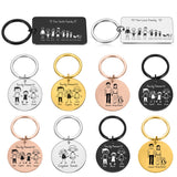 Family Keychain Engraved Parents Children Gift Keyring