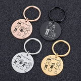 Family Keychain Engraved Parents Children Gift Keyring