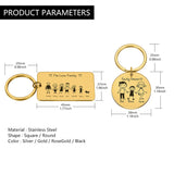 Family Keychain Engraved Parents Children Gift Keyring