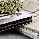 Personalized Two Picture Photo Zipper Long Wallet for Women Men