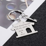 Personalized Family Name Engraved House Keychain