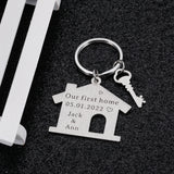 Personalized Family Name Engraved House Keychain