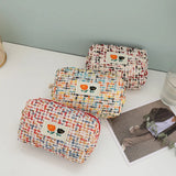 Colorful Knitted Cosmetic Pouch Portable Make Up Travel Toilt Bag