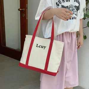 Personalized Large Canvas Tote Bag Embroidered Name Beach Bag Bridesmaids Gift