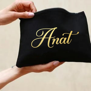 Personalized Makeup Bag Bridesmaid Letter Print Canvas Name Cosmetic Case