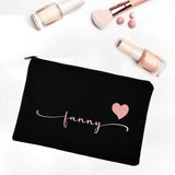 Personalized Makeup Bag Bridesmaid Letter Print Canvas Name Cosmetic Case