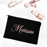 Personalized Makeup Bag Name Canvas Cosmetic Case Wedding Bachelorette