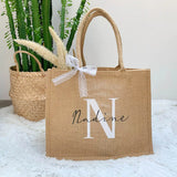 Personalized Jute Bag Initials Tote Gift for Birthday Christmas Party