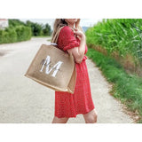 Personalized Jute Bag Initials Tote Gift for Birthday Christmas Party