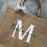 Personalized Jute Bag Initials Tote Gift for Birthday Christmas Party