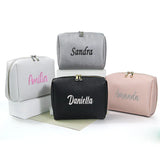 Personalized Embroidered Cosmetic Bag Large-Capacity PU Leather Travel Wash Bag