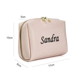 Personalized Embroidered Cosmetic Bag Large-Capacity PU Leather Travel Wash Bag