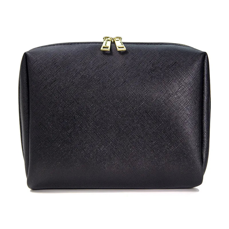 Personalized Embroidered Cosmetic Bag Large-Capacity PU Leather Travel Wash Bag