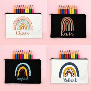 Personalized Rainbow Pencil Bag with Name Student Storage Case