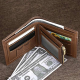 Custom Men's Photo Flip Wallet Engraved Dark Brown