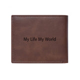 Custom Men's Photo Flip Wallet Engraved Dark Brown