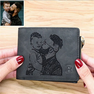 Personalized Engraved Men's Photo Wallet Short Wallet Husband Father Gift