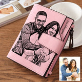 Personalized Engraved Picture Wallet for Women PU Leather Short Trifold Gift