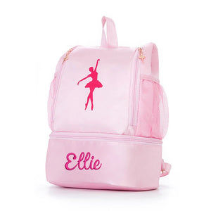 Pink Dance Bag for Girls Embroidered Name Ballet Dance Bag