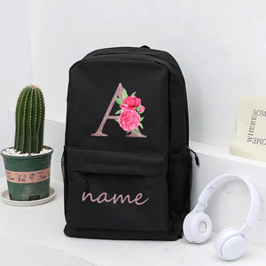 Personalized Pink Floral Backpack Shoulder Bag