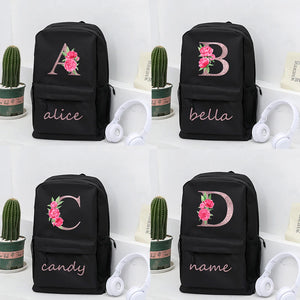 Personalized Pink Floral Backpack Shoulder Bag