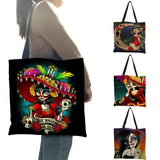 Skull Princess Women Tote Bag Skeleton Print Reusable Shopping Handbag
