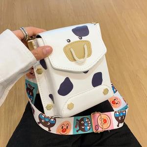 Wide Shoulder Belt Women Messenger Bag Cow Small Square Bag