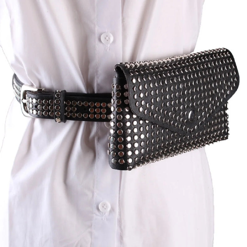 Stylish Rivet Belt Ladies Punk Rock Style Belt Bag