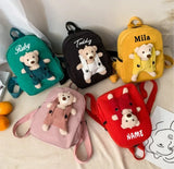Personalized Toddler Backpack Plush Bear Preschool Bag Kids Name Backpack