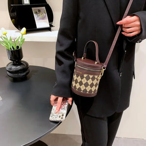 Rhombus Patchwork Bucket Bag Crossbody