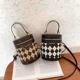 Rhombus Patchwork Bucket Bag Crossbody