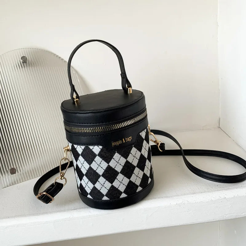 Rhombus Patchwork Bucket Bag Crossbody