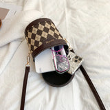 Rhombus Patchwork Bucket Bag Crossbody