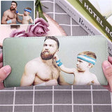 Personalized Hasp Long Wallet for Him with Two Pictures