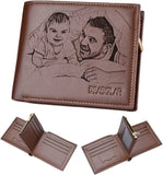 Custom Men's Leather Photo Wallet, Personalized Gift for Husband, Dad, Son