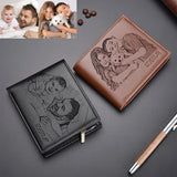 Custom Men's Leather Photo Wallet, Personalized Gift for Husband, Dad, Son