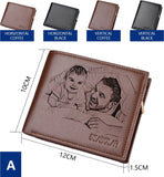 Custom Men's Leather Photo Wallet, Personalized Gift for Husband, Dad, Son