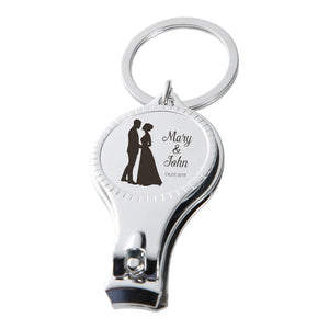 Personalized Wedding Nail Clipper Bottle Opener Keychain Stainless