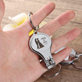 Personalized Wedding Nail Clipper Bottle Opener Keychain Stainless
